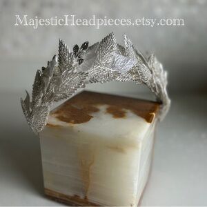 Majestic Beaded Metallic Leaf Hairband